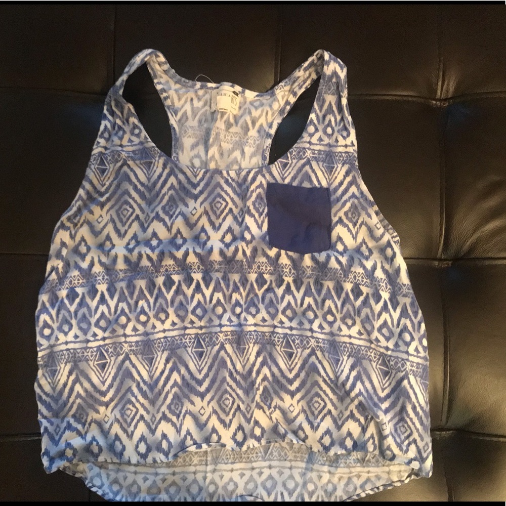LA Hearts Blue Patterned Pocket Crop Top